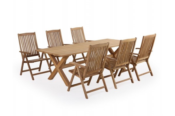 Elegant Thor Teak X-leg Havemøbelsæt – Fantastisk Tilbud!