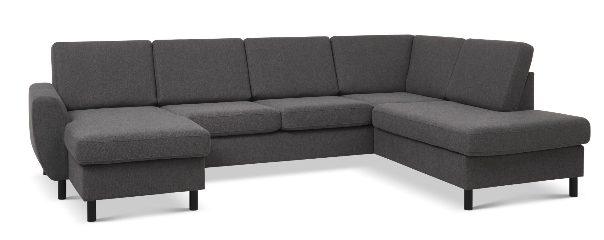 Wendy U-sofa med chaiselong i antracitgrå polyester