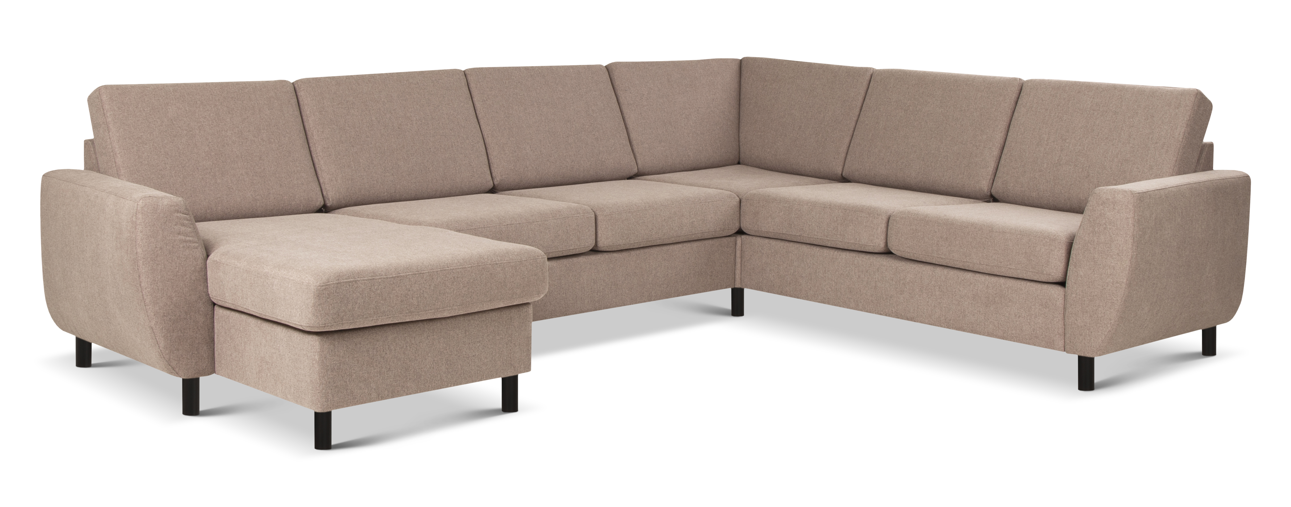 Wendy Set     2c3d Sofa     Chaiselong Antelope Beige Polyester Stof   Sort Træ