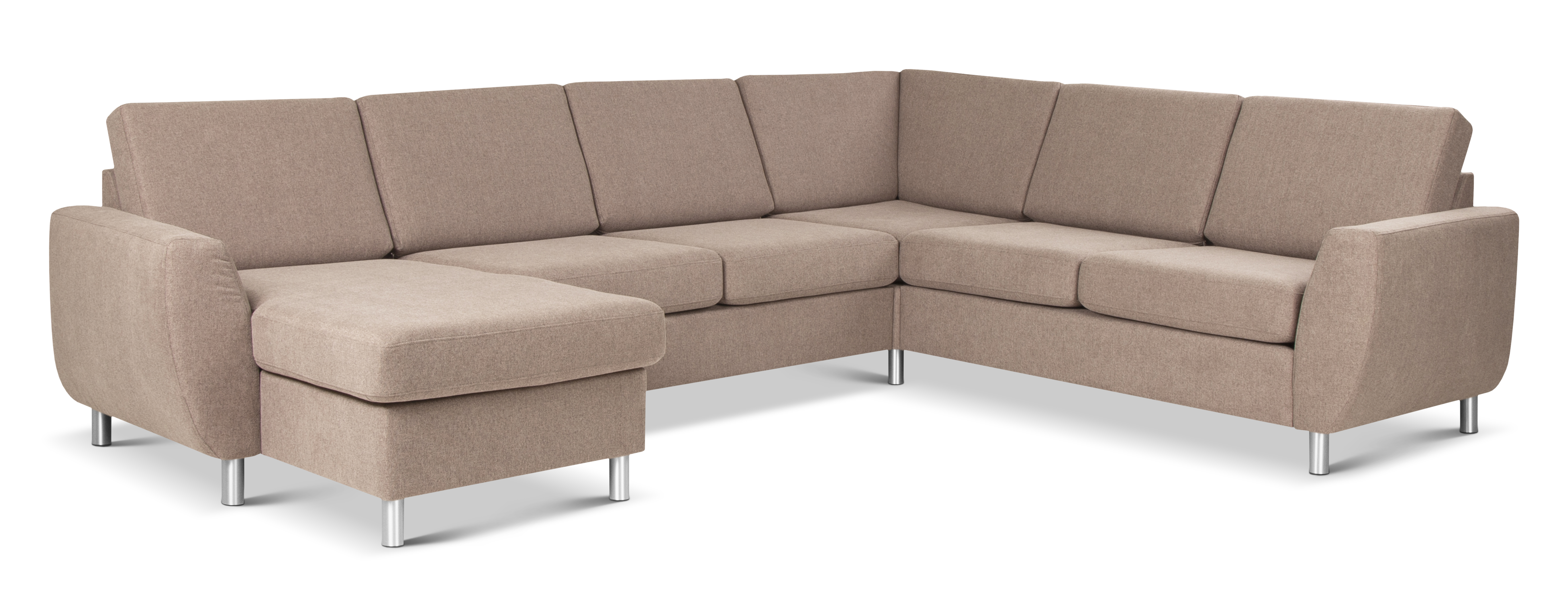 Wendy Set     2c3d Sofa     Chaiselong Antelope Beige Polyester Stof   Børstet Aluminium
