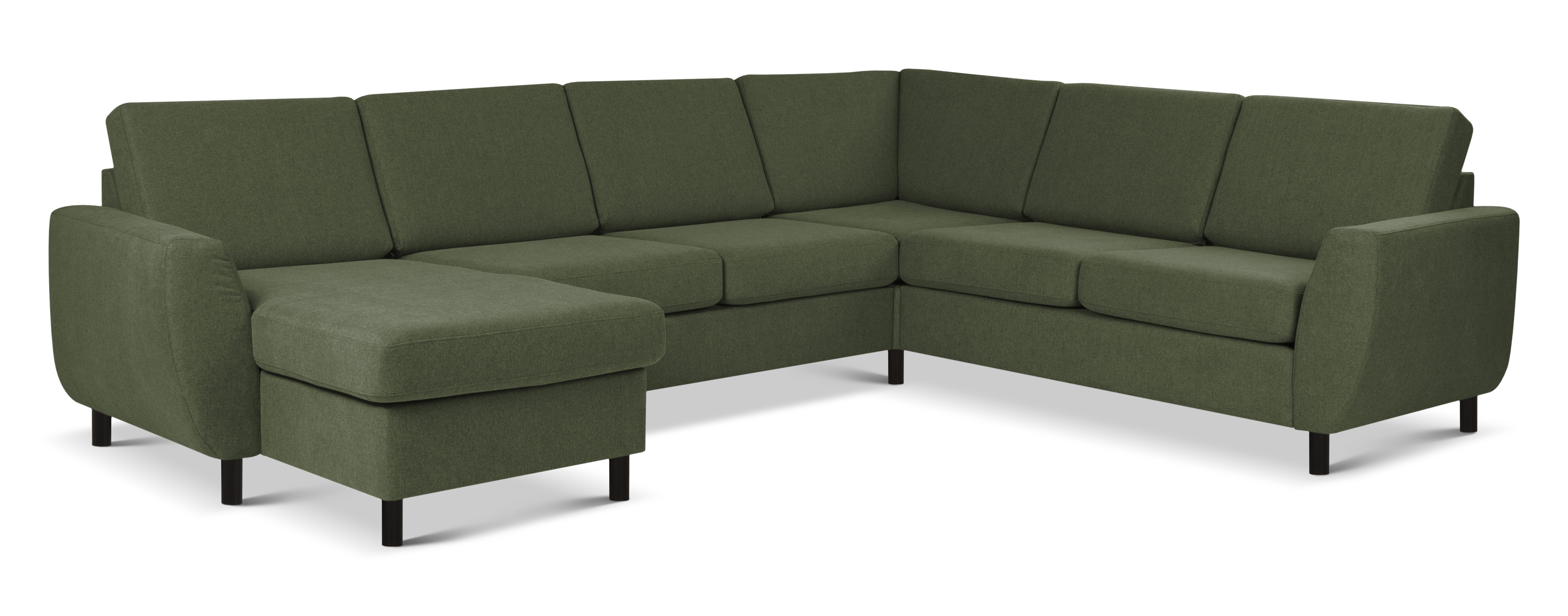 Wendy U-sofa med chaiselong i mosgrøn – perfekt til hygge!