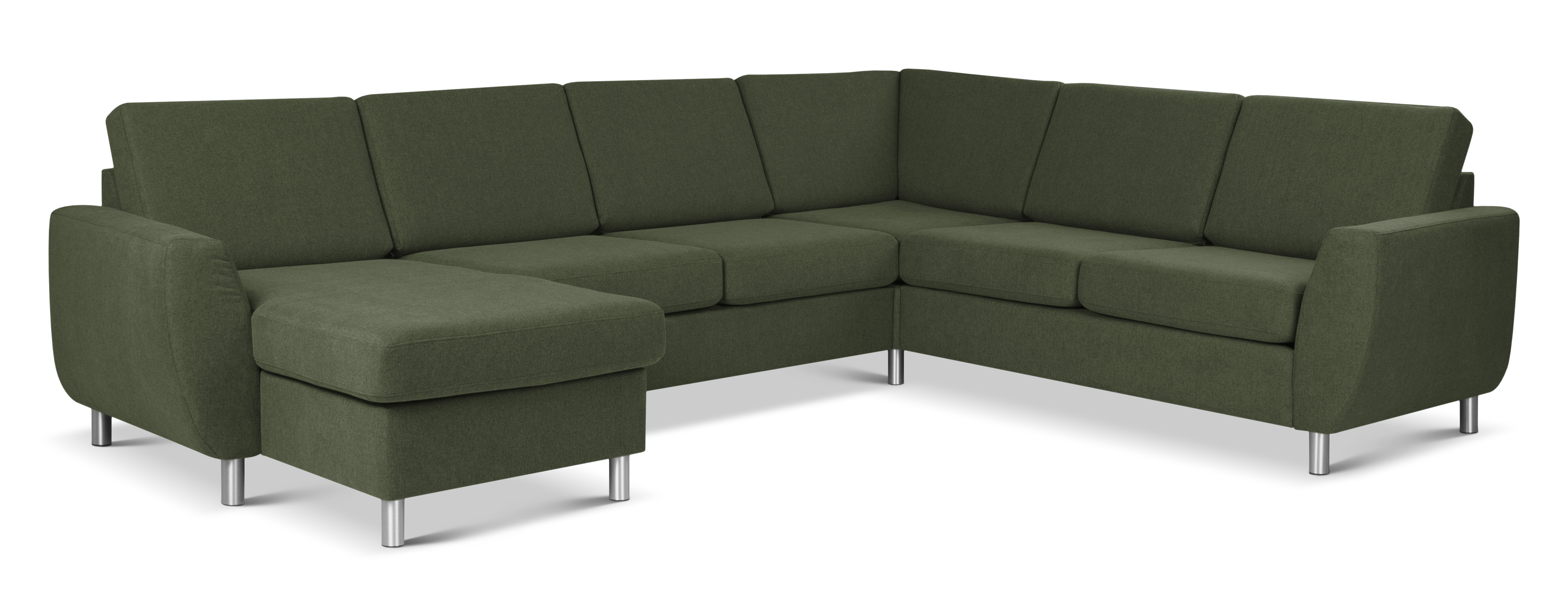 Wendy Sofa Set med Chaiselong i Mosgrøn Polyester