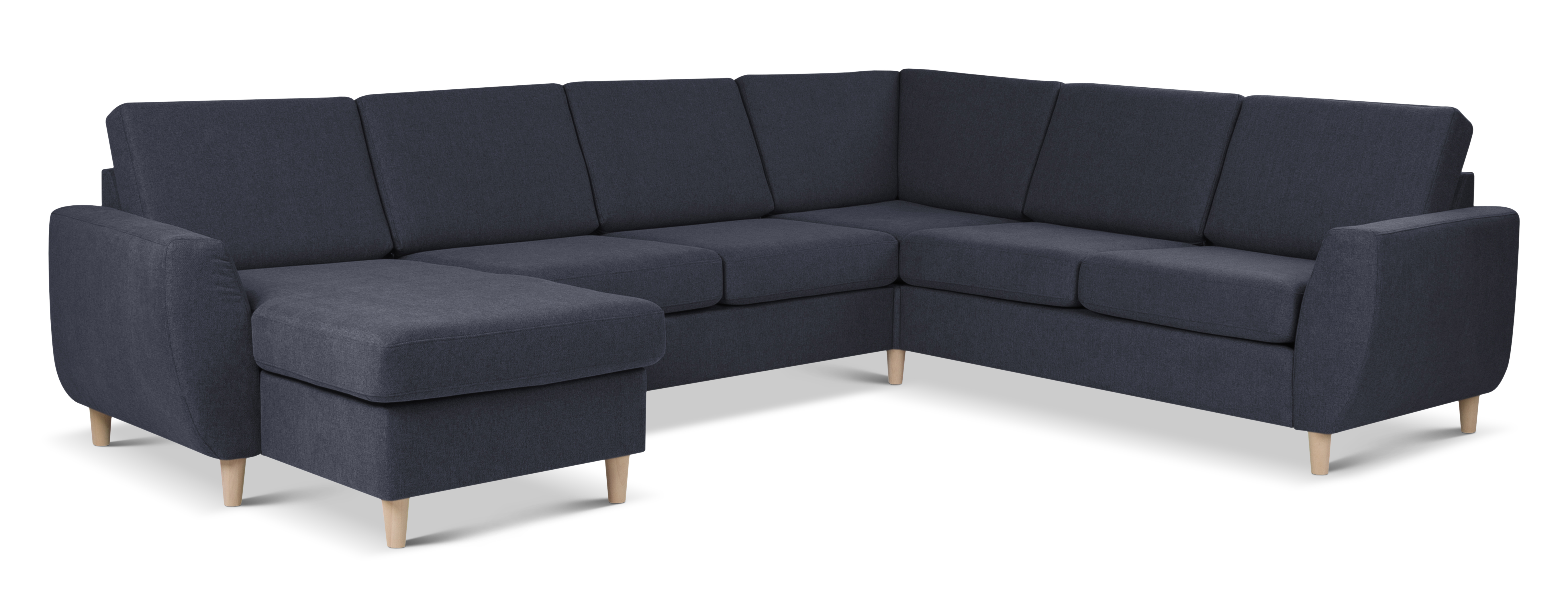Wendy U-sofa med chaiselong i blå polyester - perfekt til hygge