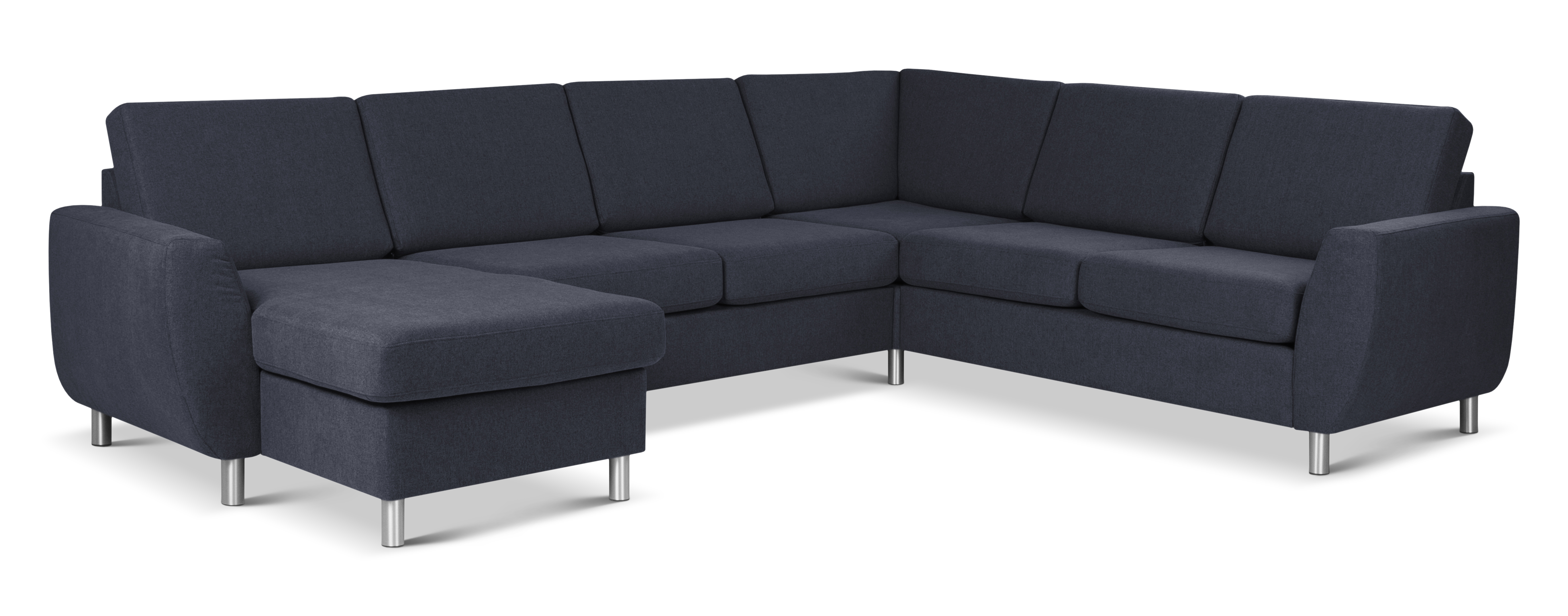 Wendy Set     2c3d Sofa     Chaiselong Blå Polyester Stof   Børstet Aluminium