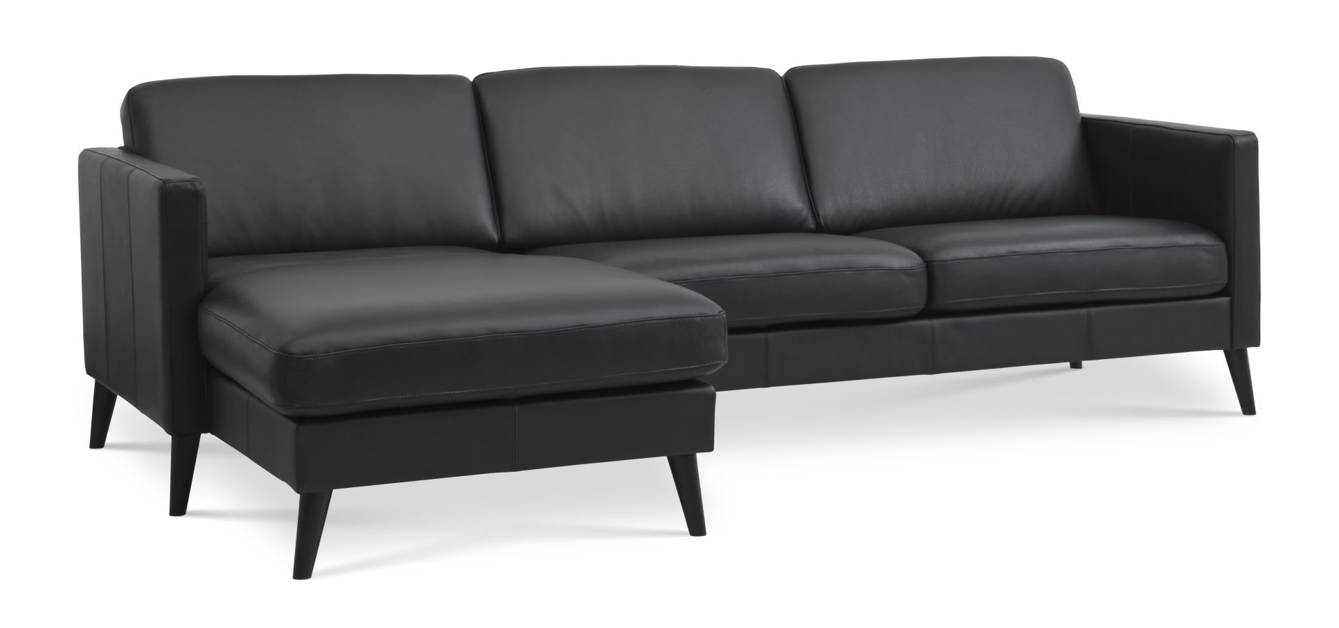 Ask 51 3D Sofa med Chaiselong – Sort Lædertilbud!