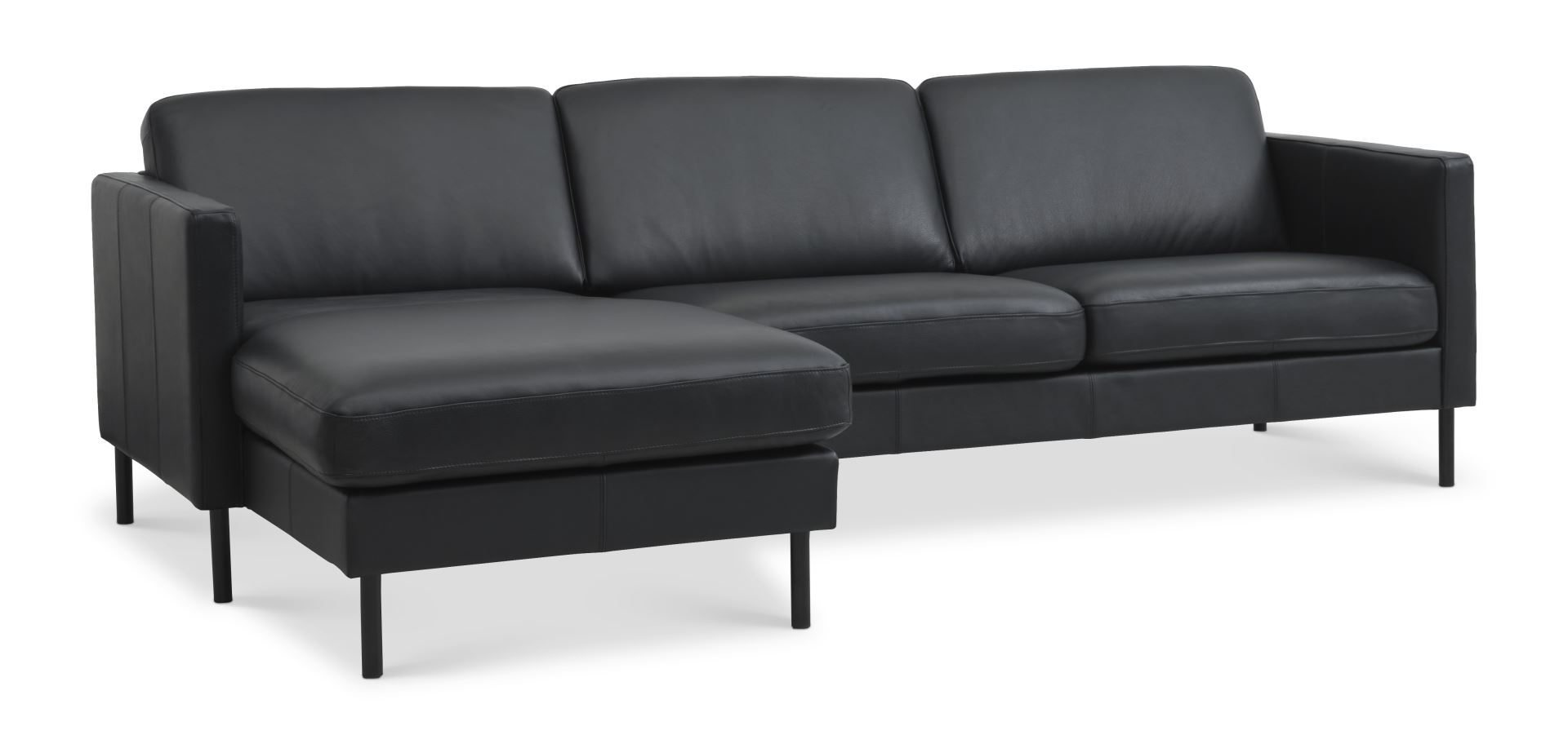Ask Sæt 51 3D Sofa med Chaiselong i Sort Læder