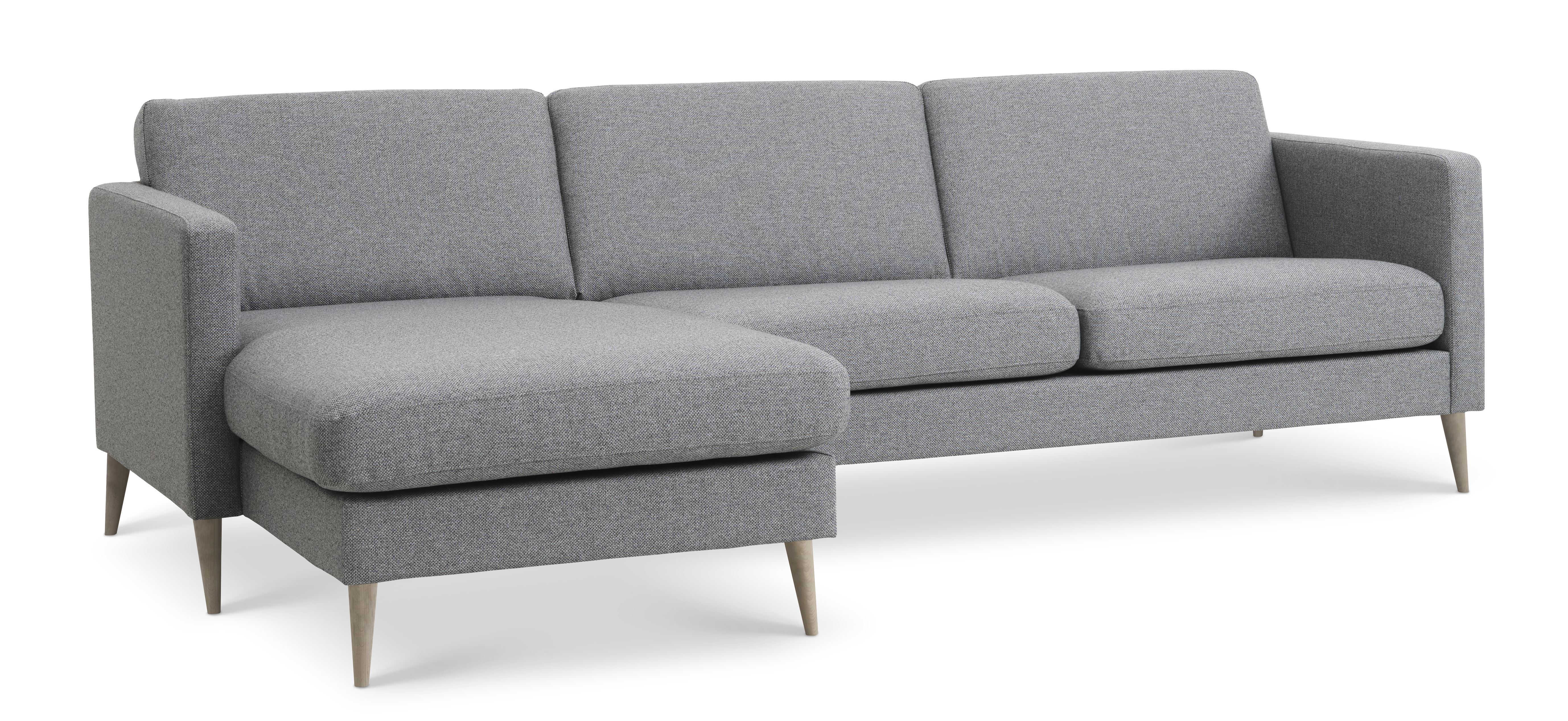 Ask Sæt 51 3d Sofa     Chaiselong Lys Granitgrå Polyester Stof   Natur Træ