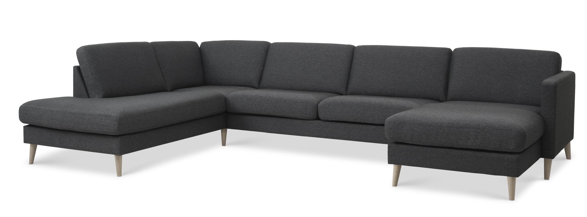 Ask U-sofa med venstre chaiselong i antracitgrå stof