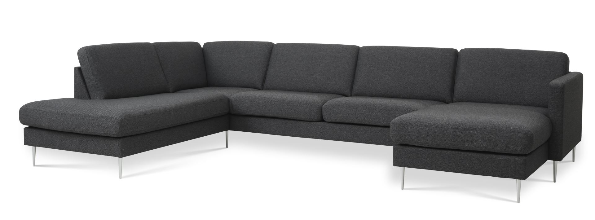 Ask U-sofa med venstre chaiselong i antracitgrå stof