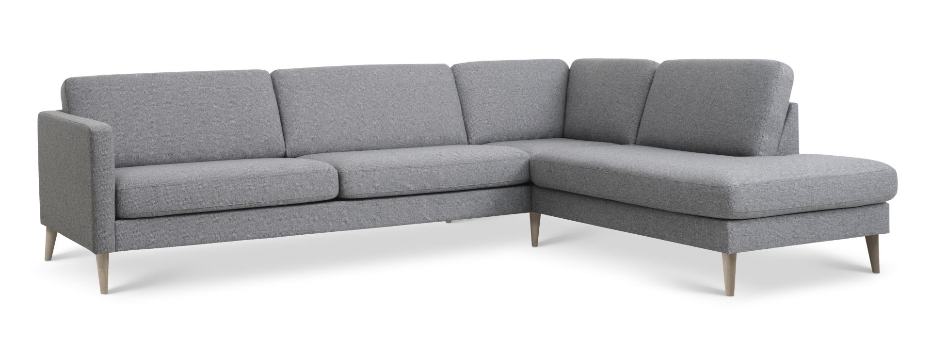 Elegant Sofa med Højre Chaiselong i Lys Granitgrå
