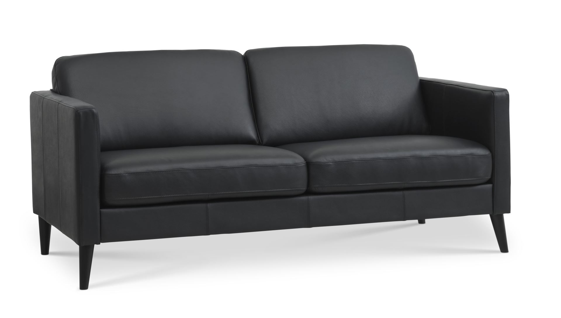 Ask     Pers  Sofa Sort Semianilin Læder   Sort Træ