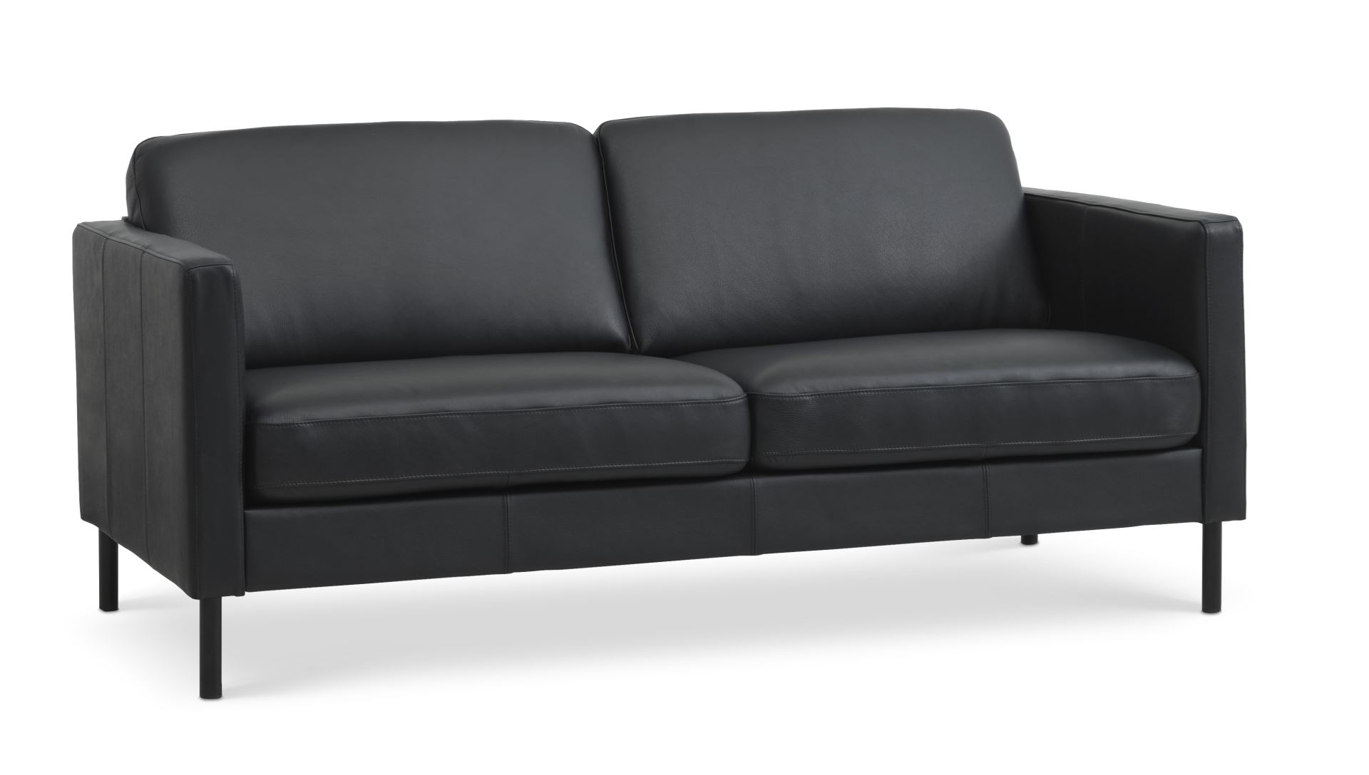 Ask     Pers  Sofa Sort Semianilin Læder   Sort Metal