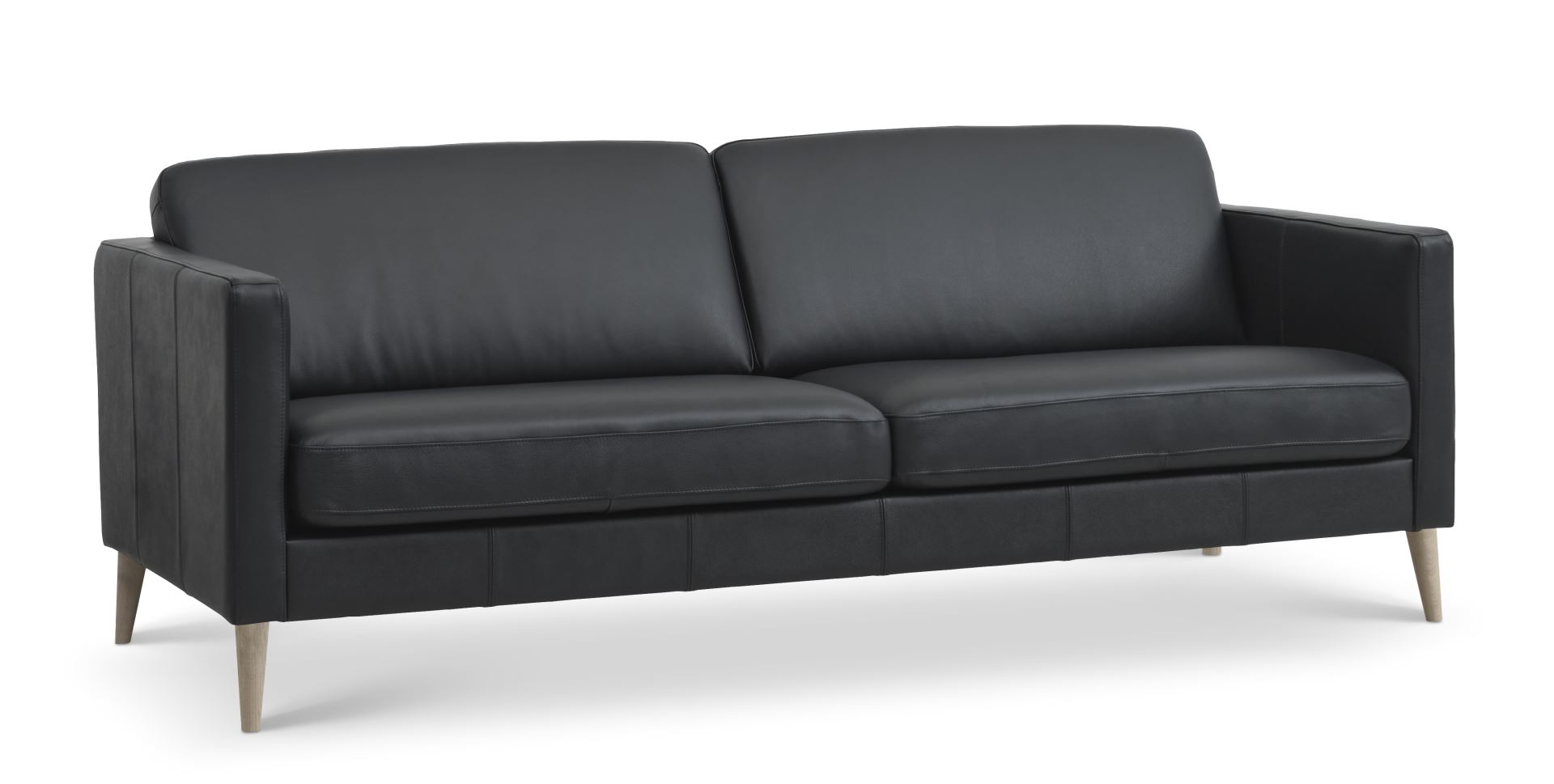 Elegant 3-personers sofa i sort læder til stuen