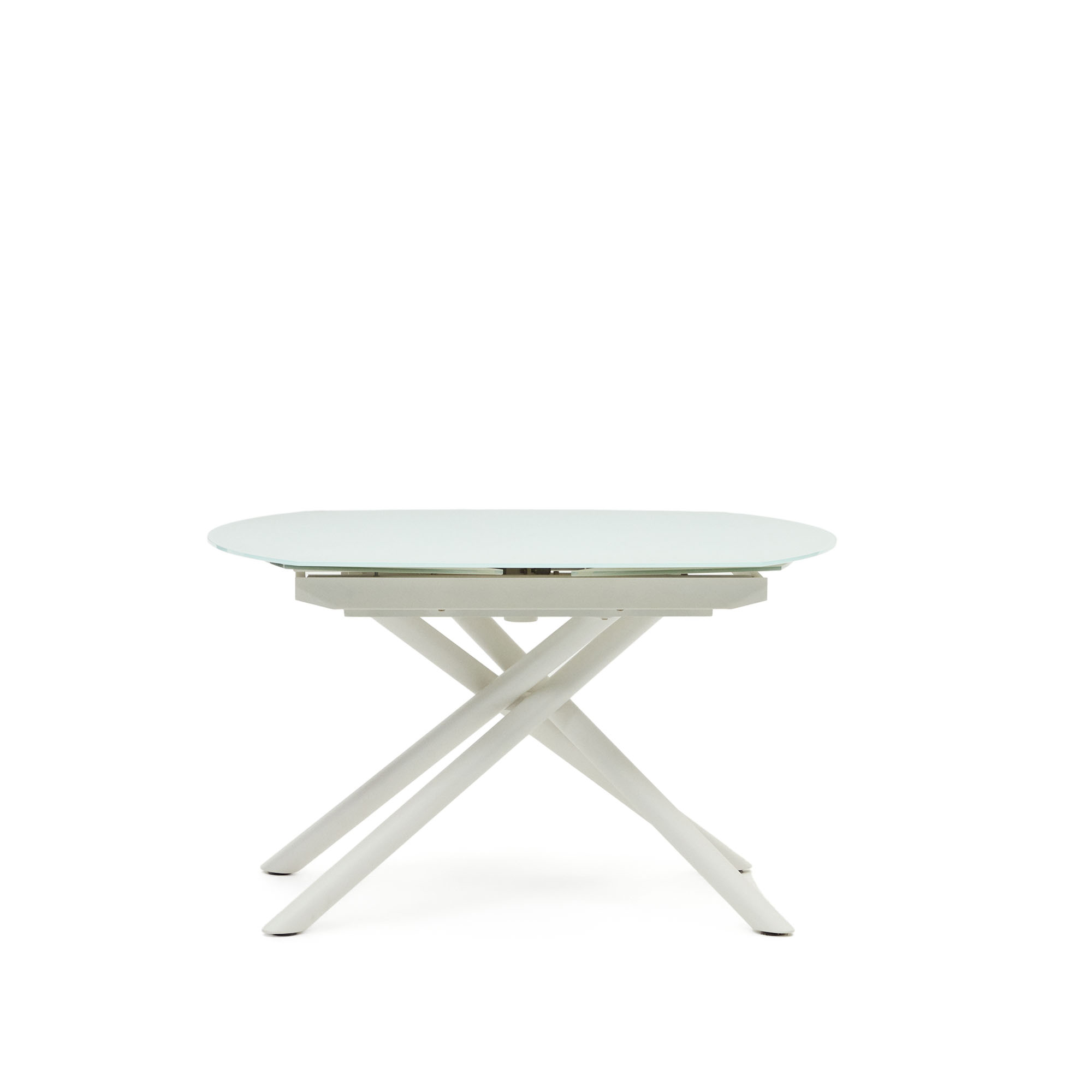 Kave Home Yodalia Spisebord     Udtræk Glas  Mdf   Hvid Stål  130 190 X100