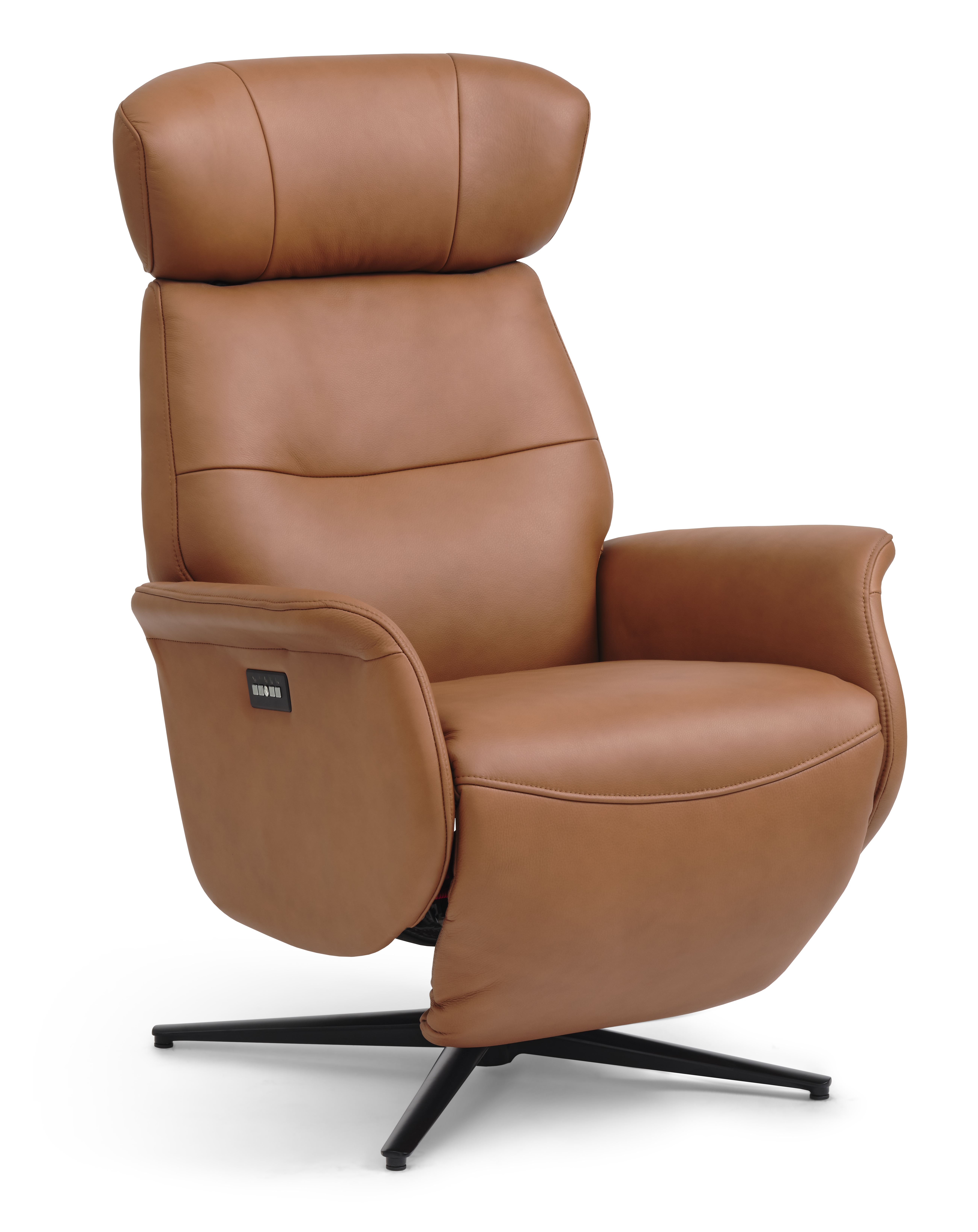 Alex Recliner Lænestol – Komfortabel Cognac Læder & Aluminium