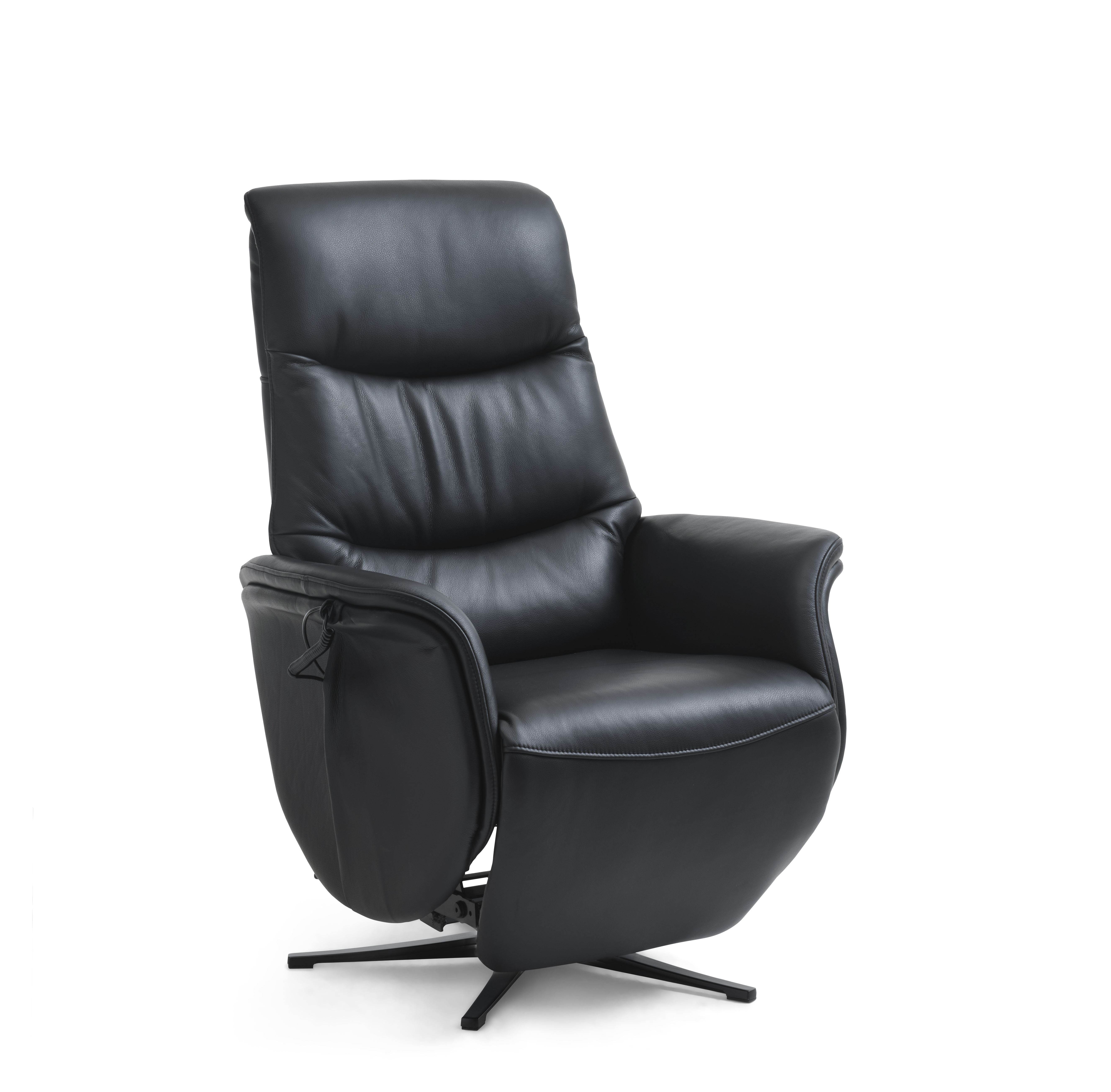 Vincent Recliner Stol    Motorer  Armlæn  Vippefunktion  Fodskammel Sort Læder Pvc   Sort Metal