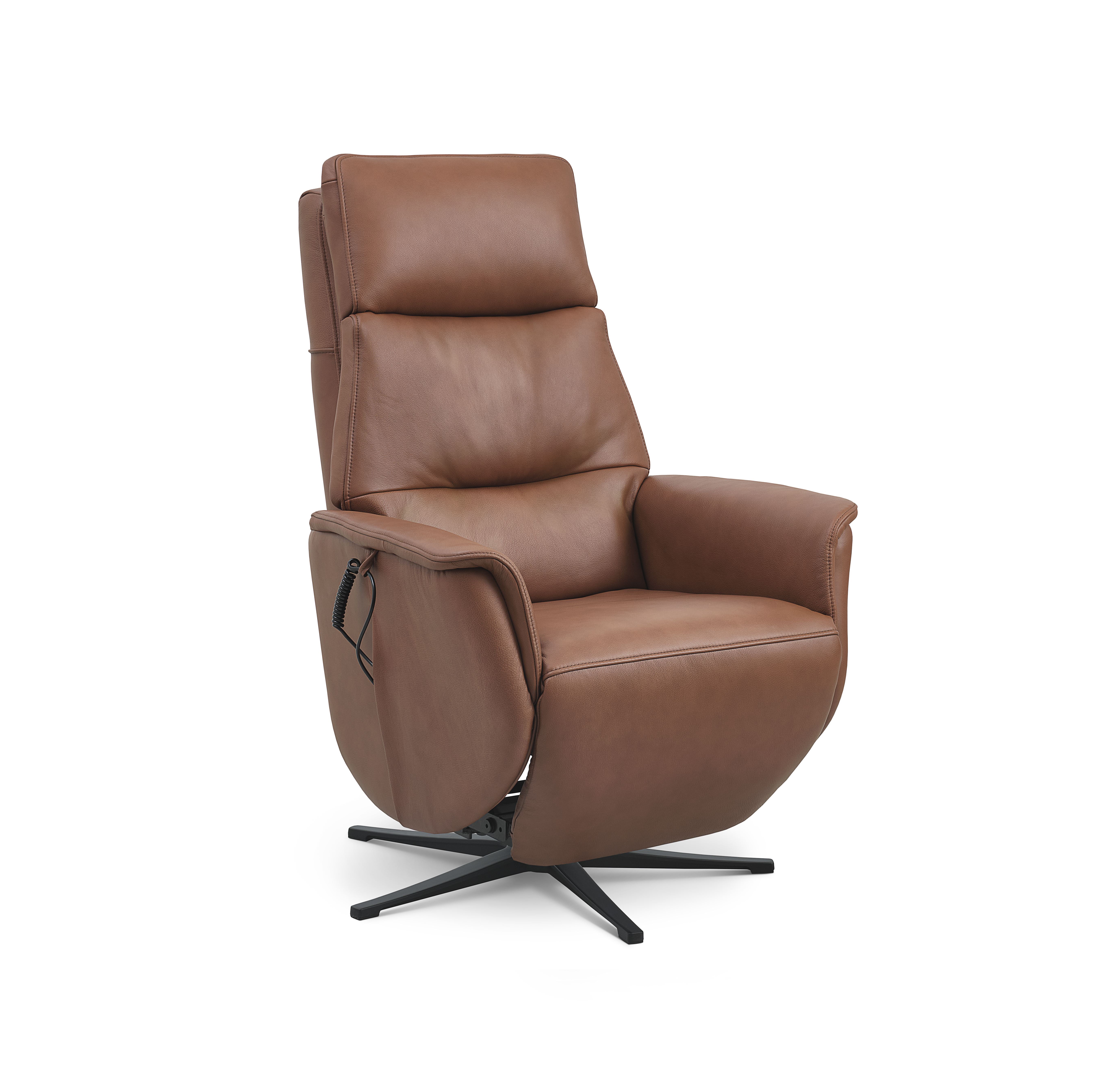 Motoriseret Recliner Stol med Vippefunktion – Cognac