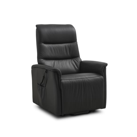 Max Recliner Stol       Motorer  Sædeløft  Vippefunktion  Fodskammel   Armlæn Sort Læder Pvc