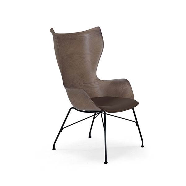 Kartell K Wood Lænestol med Lædersæde – Elegant Tilbud!