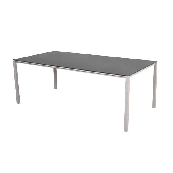 Cane-line Pure Havebord 200x100   Stel   Sand Bordplade   Nero Sort Nero Black  Keramisk  : Erling Christensen Møbler