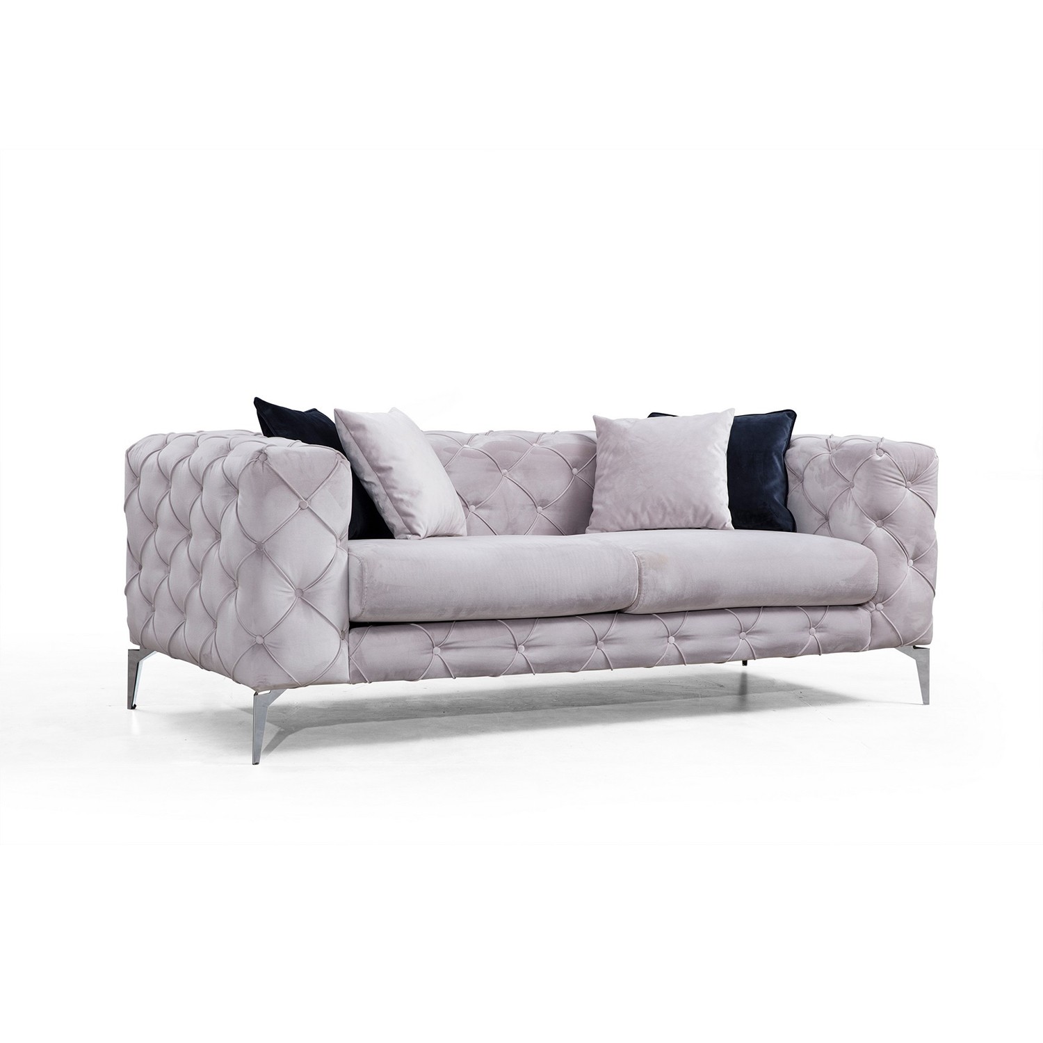 Nordvärk Como   Pers  Sofa Lysegrå Polyester   Krom Metal
