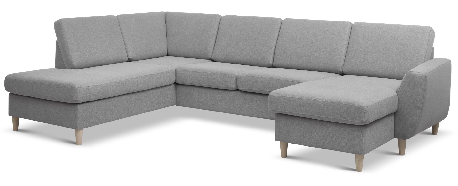 Wendy Set       Left Sofa     Chaiselong Grå Polyester Stof   Natur Træ