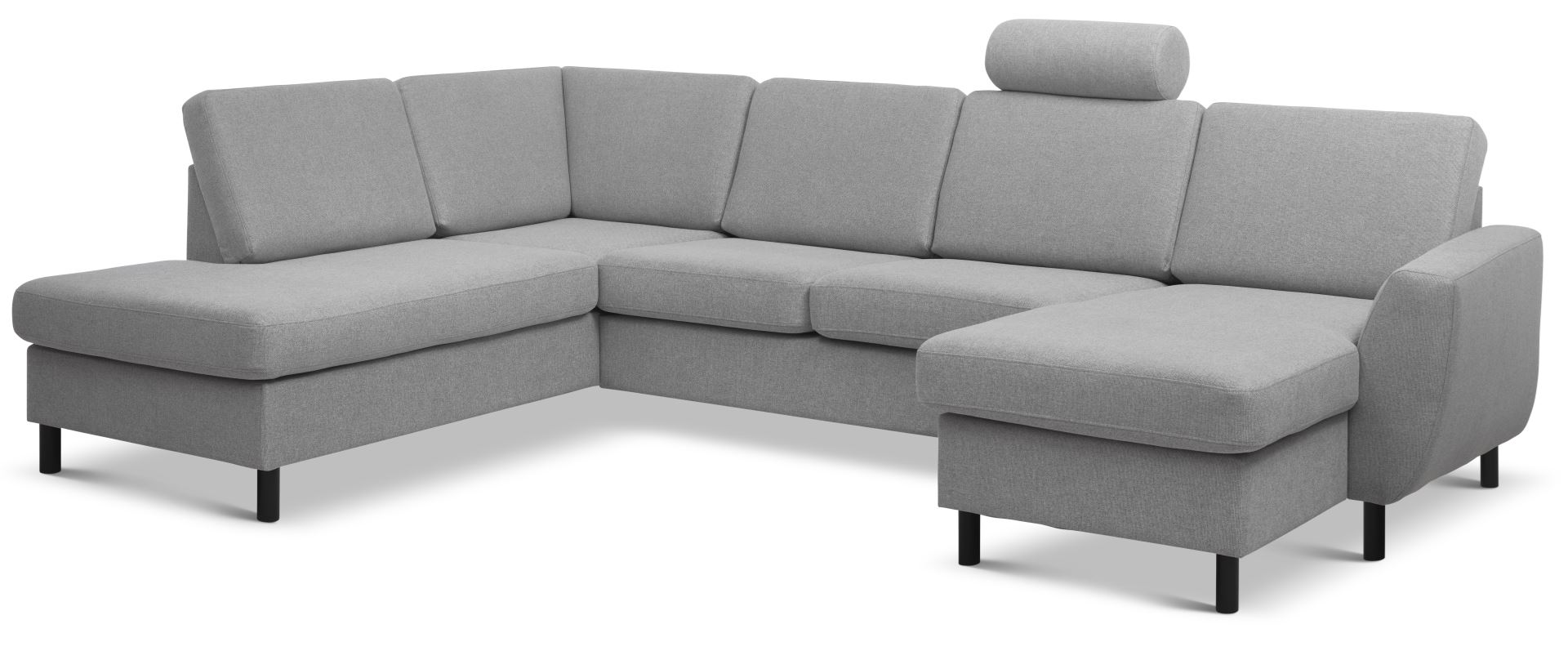 Wendy Set       Left Sofa     Chaiselong Grå Polyester Stof   Sort Træ
