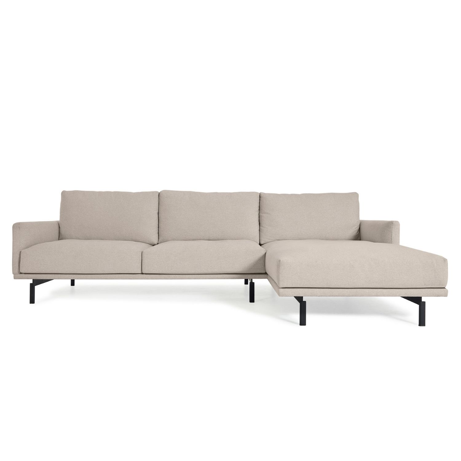 Kave Home Galene   Pers  Sofa     Højre Chaiselong Beige Genbrugsfibre   Jern