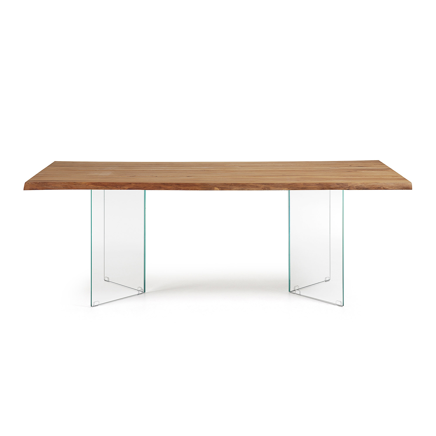 Kave Home Levik Spisebord Klar Glas   Natur Egetræ  220x100
