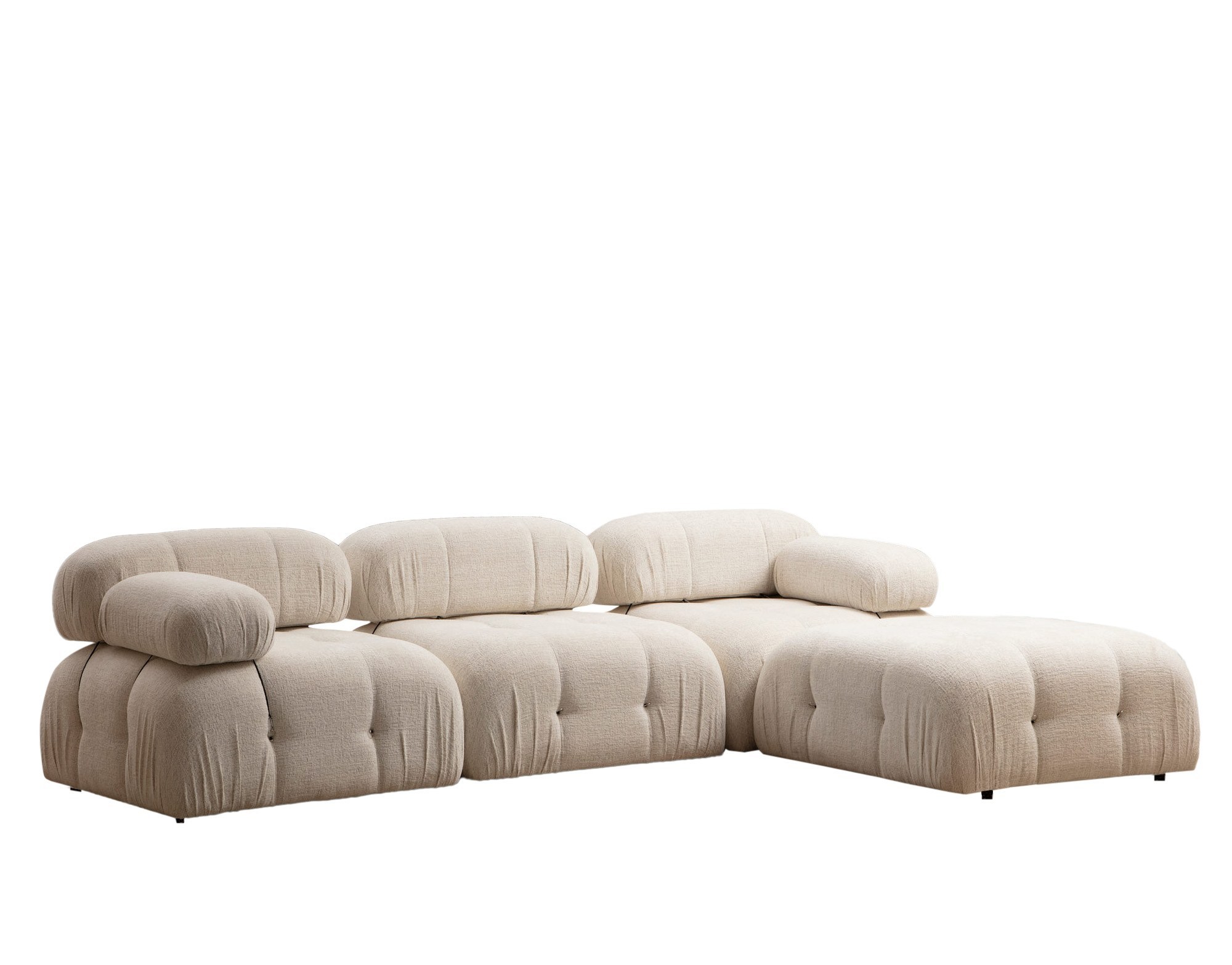 Nordvärk Bubble L1-o1-1r-puf Hjørnesofa Creme Bouclette Polyester   Mat Sort Plast