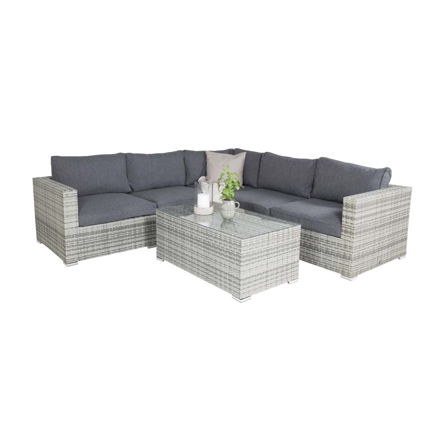 Venture Design Amazon Modul Sofa Havesæt          Grå Hynder Grå Rattan   Aluminium