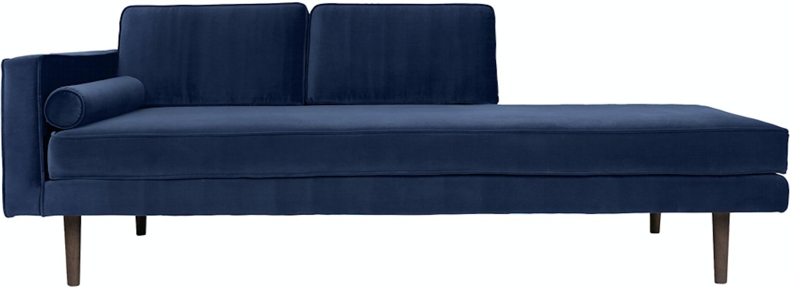 Elegant Mørkeblå Velour Chaiselong Sofa – Uundgåelig Tilføjelse