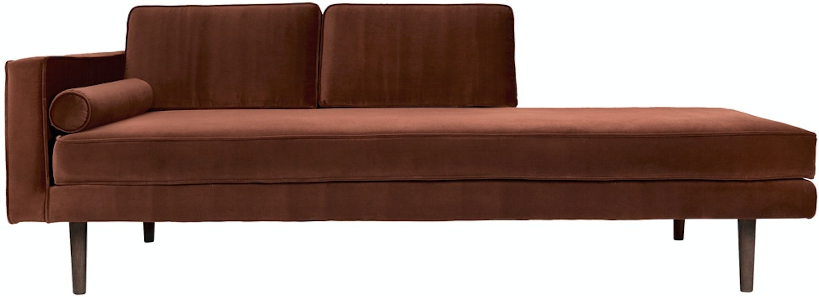 Elegant Chaiselong Sofa i Brun Velour fra Broste København
