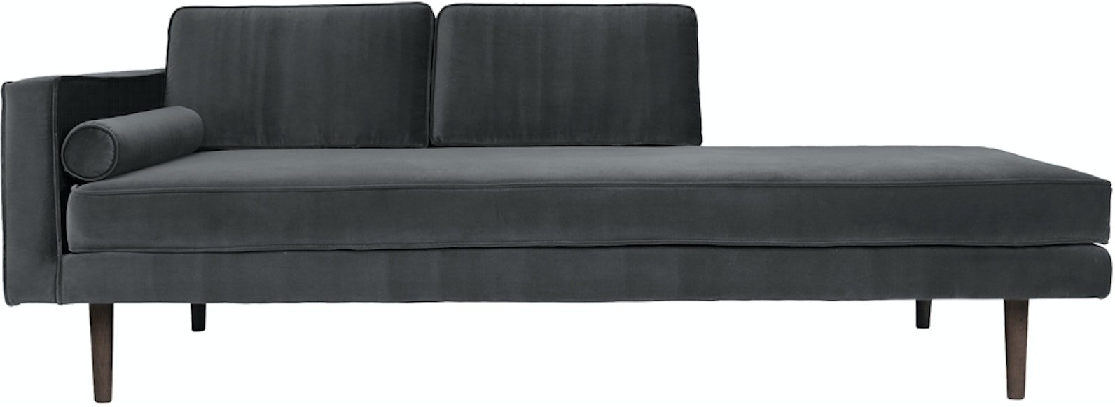 Elegant Sort Velour Chaiselongsofa – Stilfuld Komfort til Hjemmet