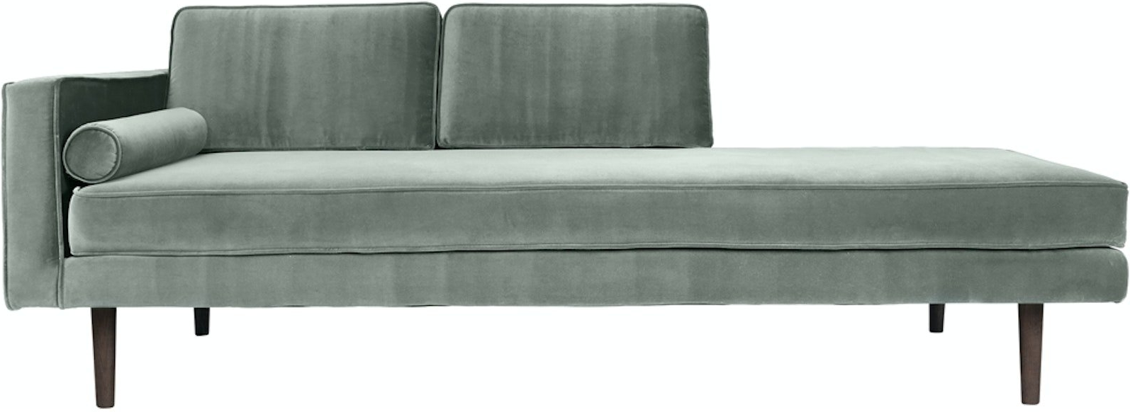Elegant Chaiselong Sofa i Grøn Velour – Broste Copenhagen