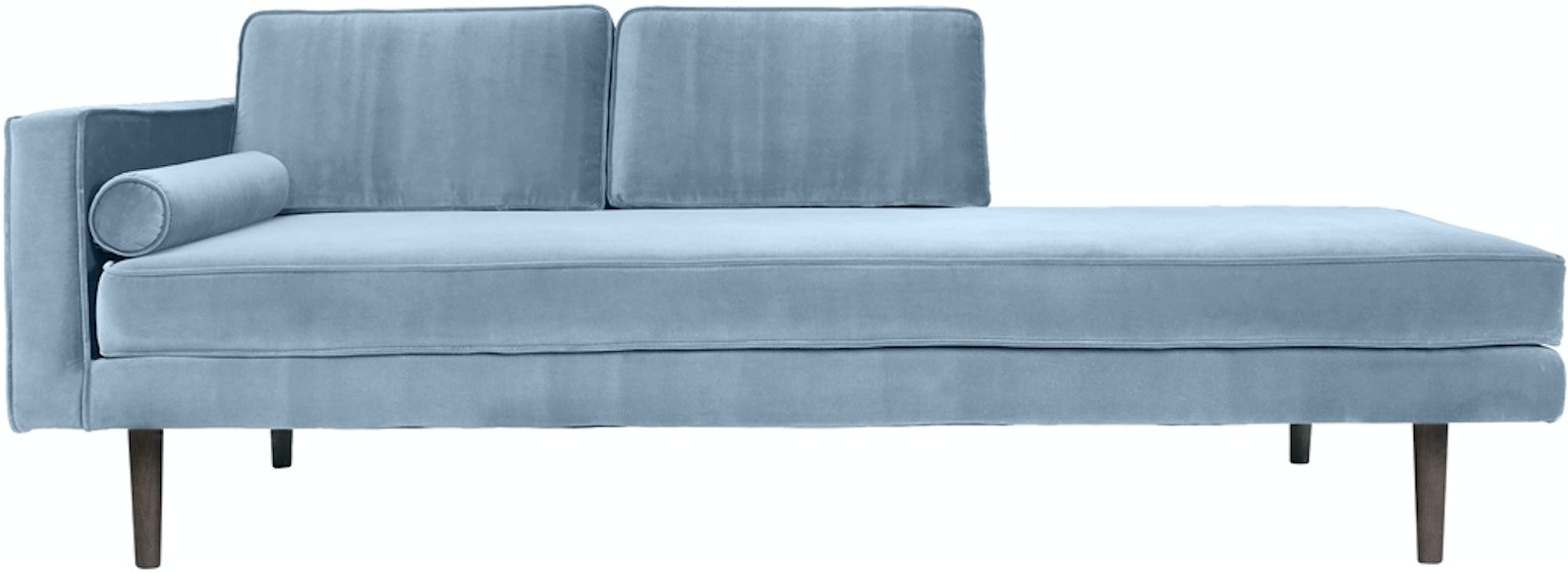Elegant Chaiselong Sofa i Dyb Blå Velour – Udsalg!