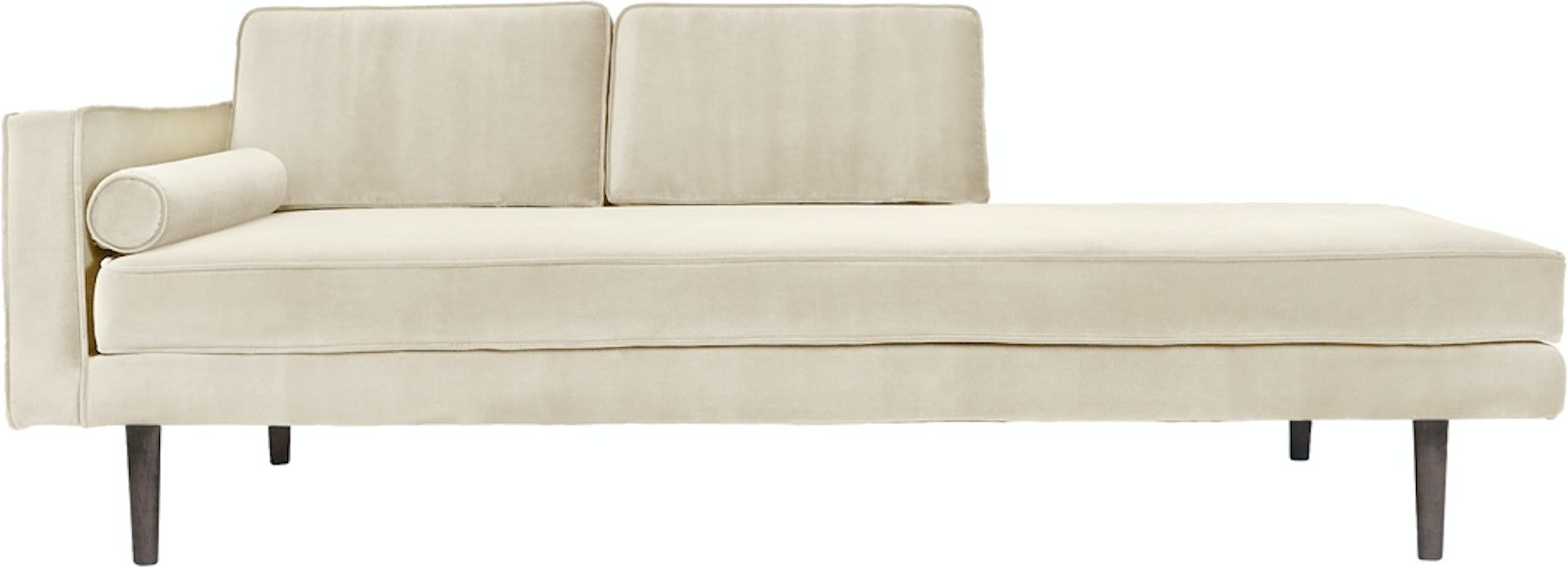 Elegant Chaiselong Sofa i Hvid Velour – Stilfuld Elegance