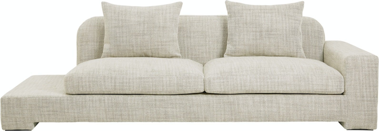 Elegant sandfarvet sofa til tre - perfekt til stuen!