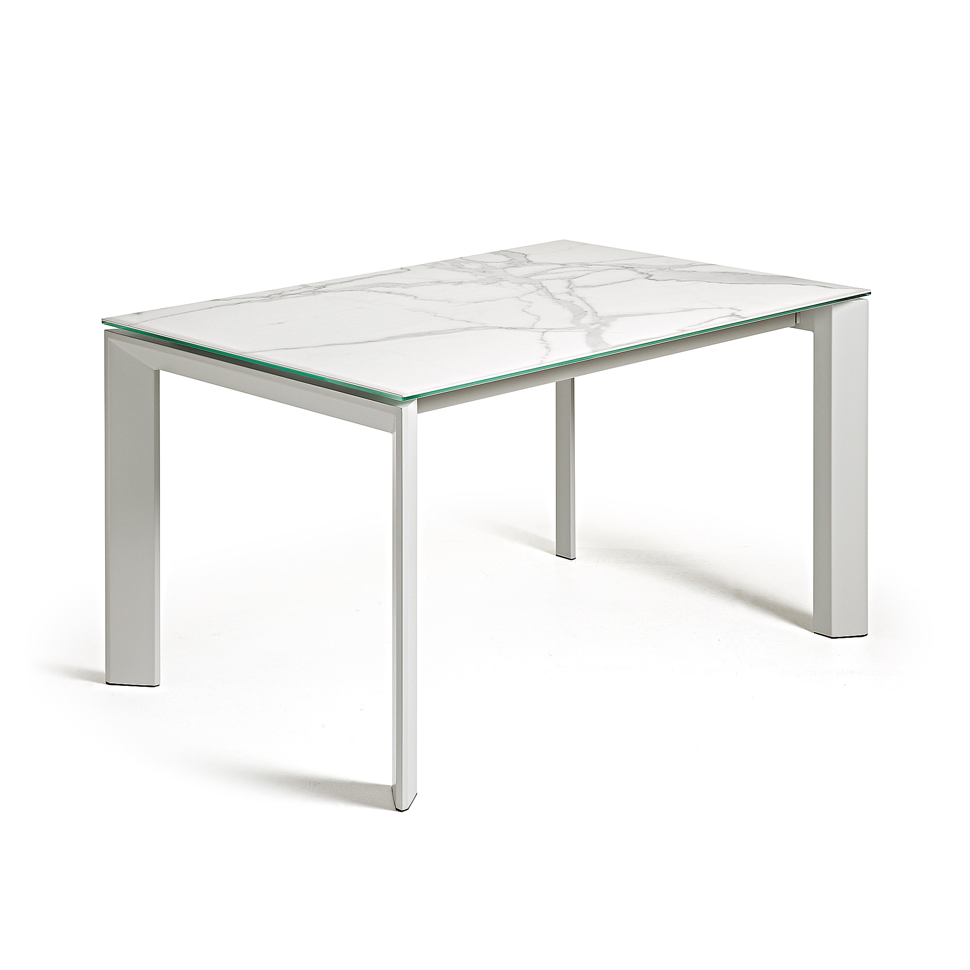 Kave Home Axis Spisebord     Butterflybordplade Hvid Kalos Porcelæn   Grå Stål  160 220