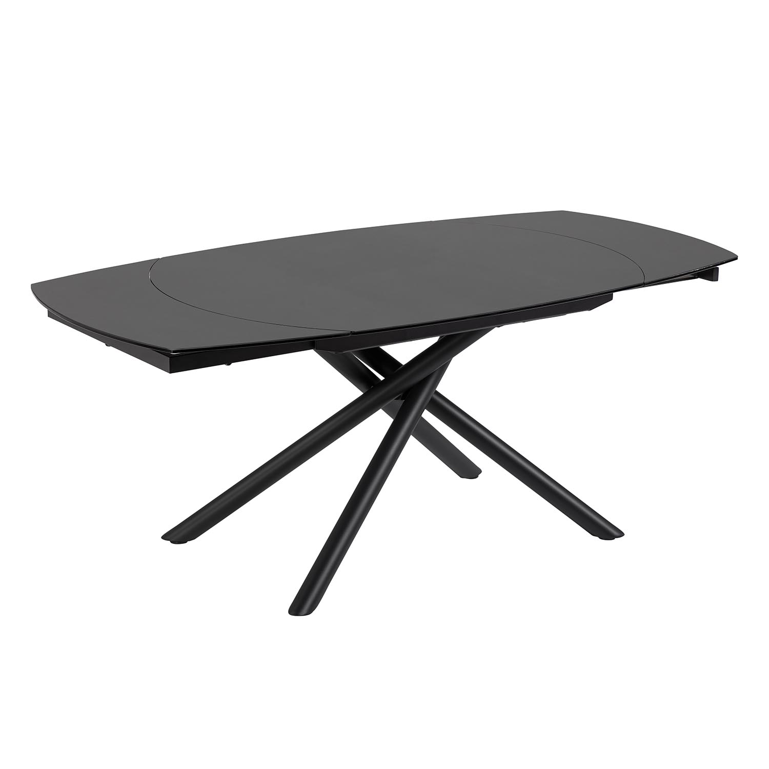 Kave Home Yodalia Spisebord     Udtræk Glas  Sort Porcelæn   Stål  130 190 X100
