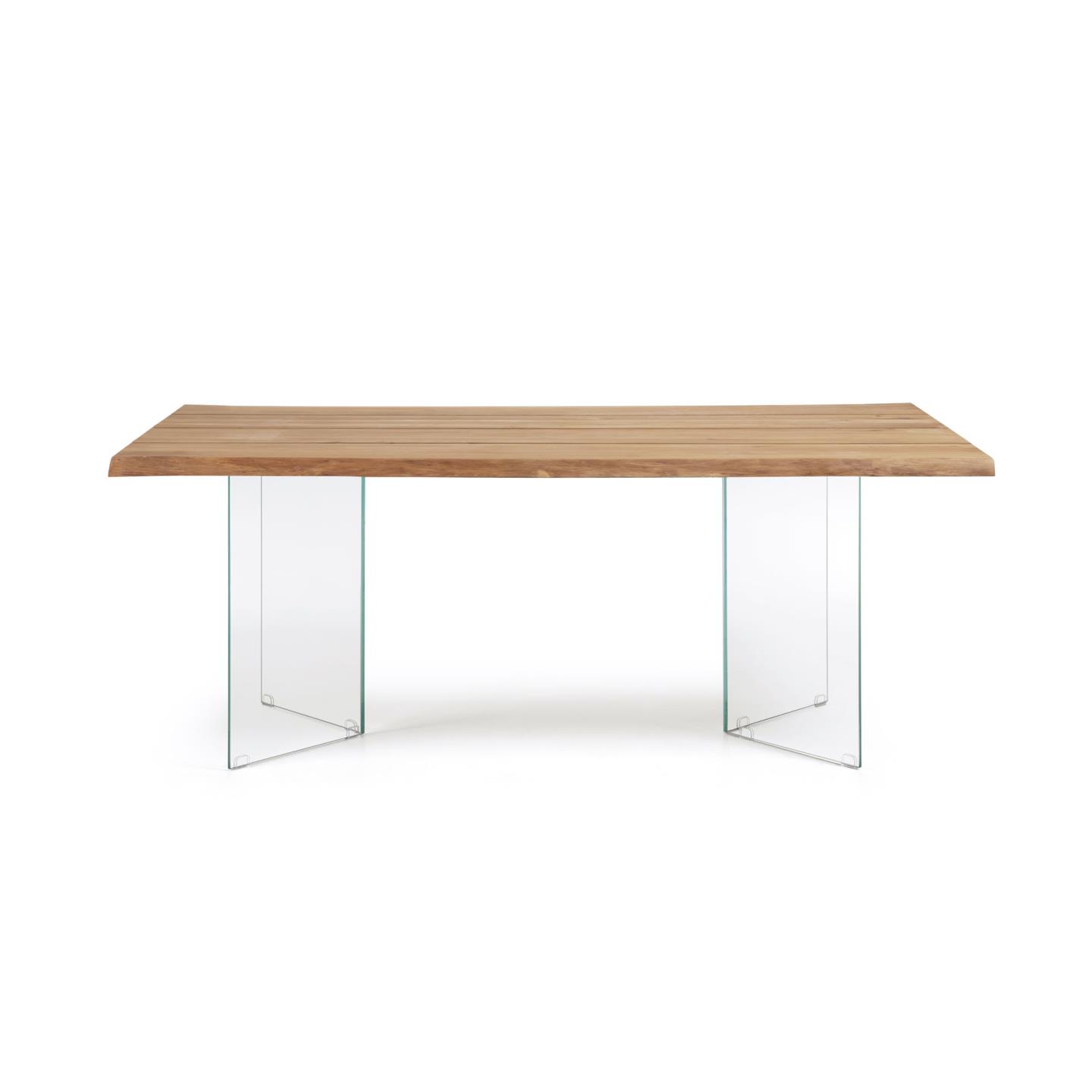 Kave Home Lotty Spisebord  Rektangulær Natur Egefinér   Klar Glas  180x100