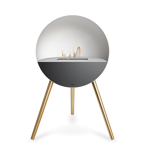 Feu Eye Bioethanolpejs   Hvid Rose Gold Hvid Top Sort Front  : Erling Christensen Møbler