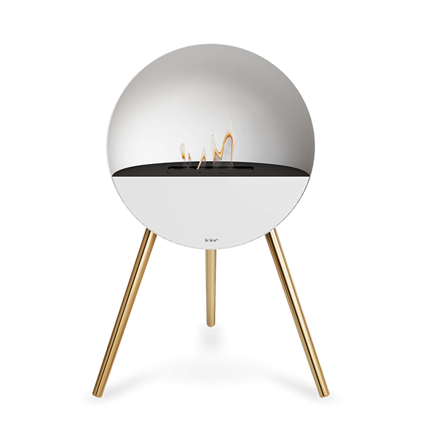 Feu Eye Bioethanolpejs   Hvid Rose Gold Sort Top Hvid Front  : Erling Christensen Møbler
