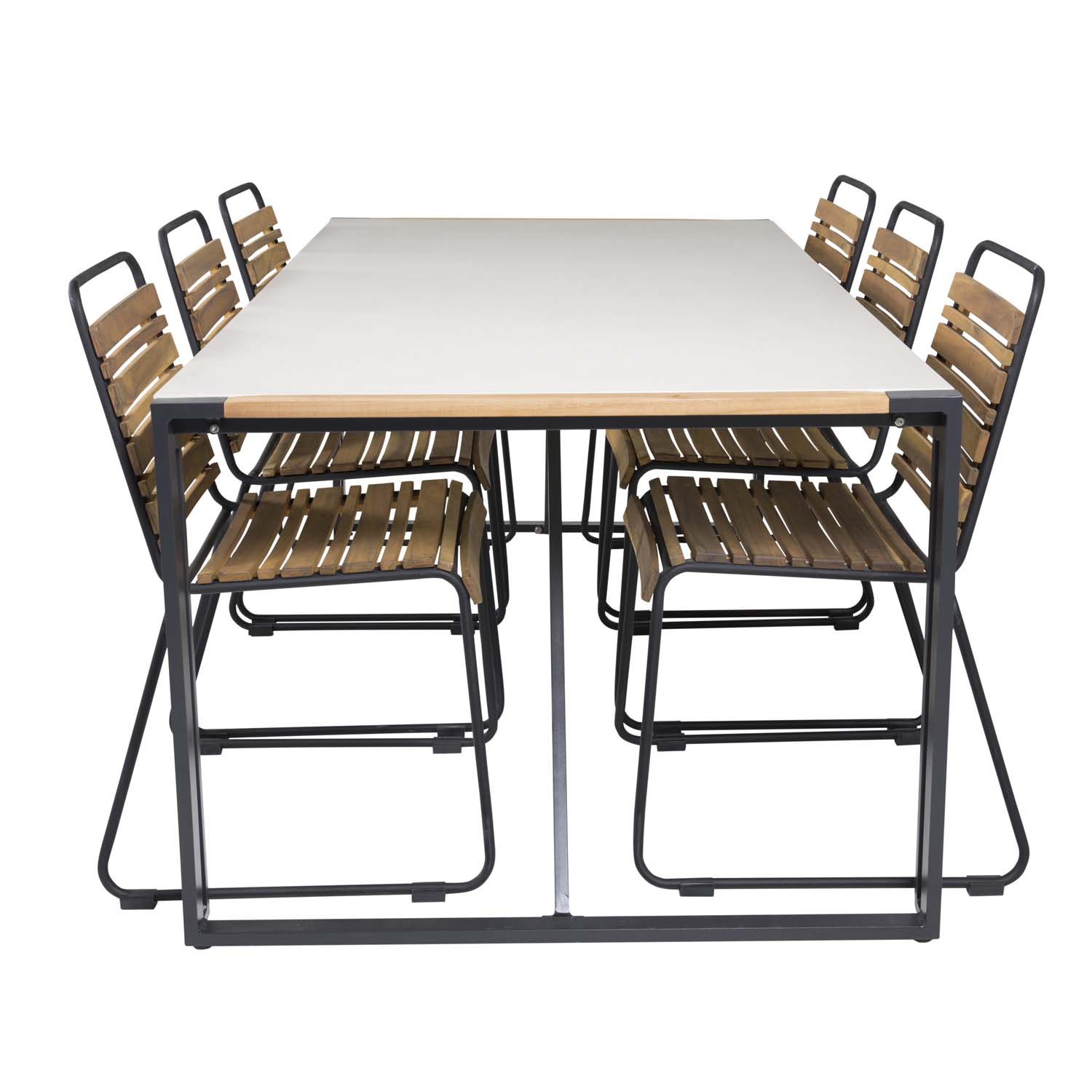 Venture Design Havesæt    Texas Bord  200x100      Bois Stole Akacietræ Gråt Sprayglass Sort Alu