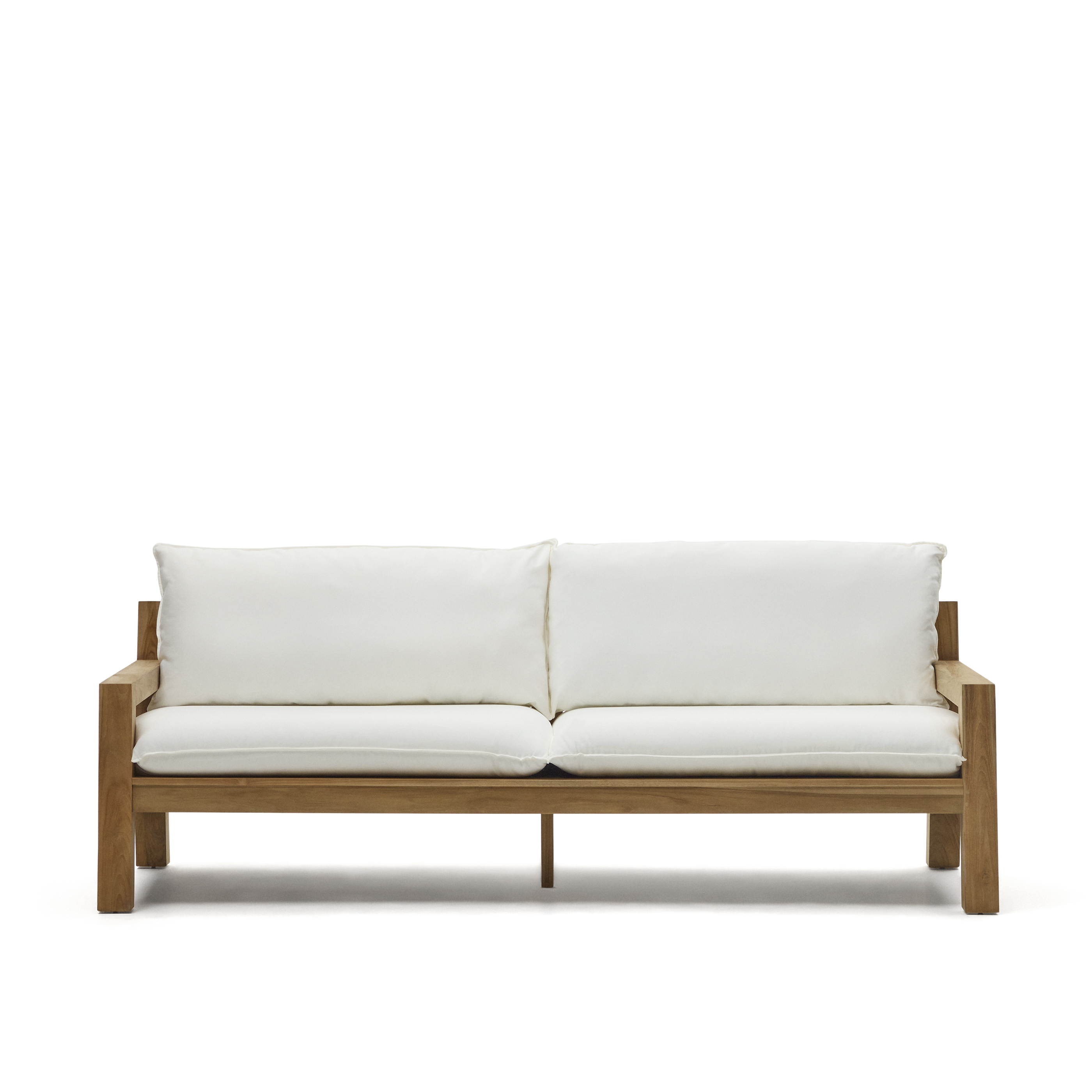 Kave Home Forcanera   Pers  Sofa     Hvid Hynde Brun Teaktræ