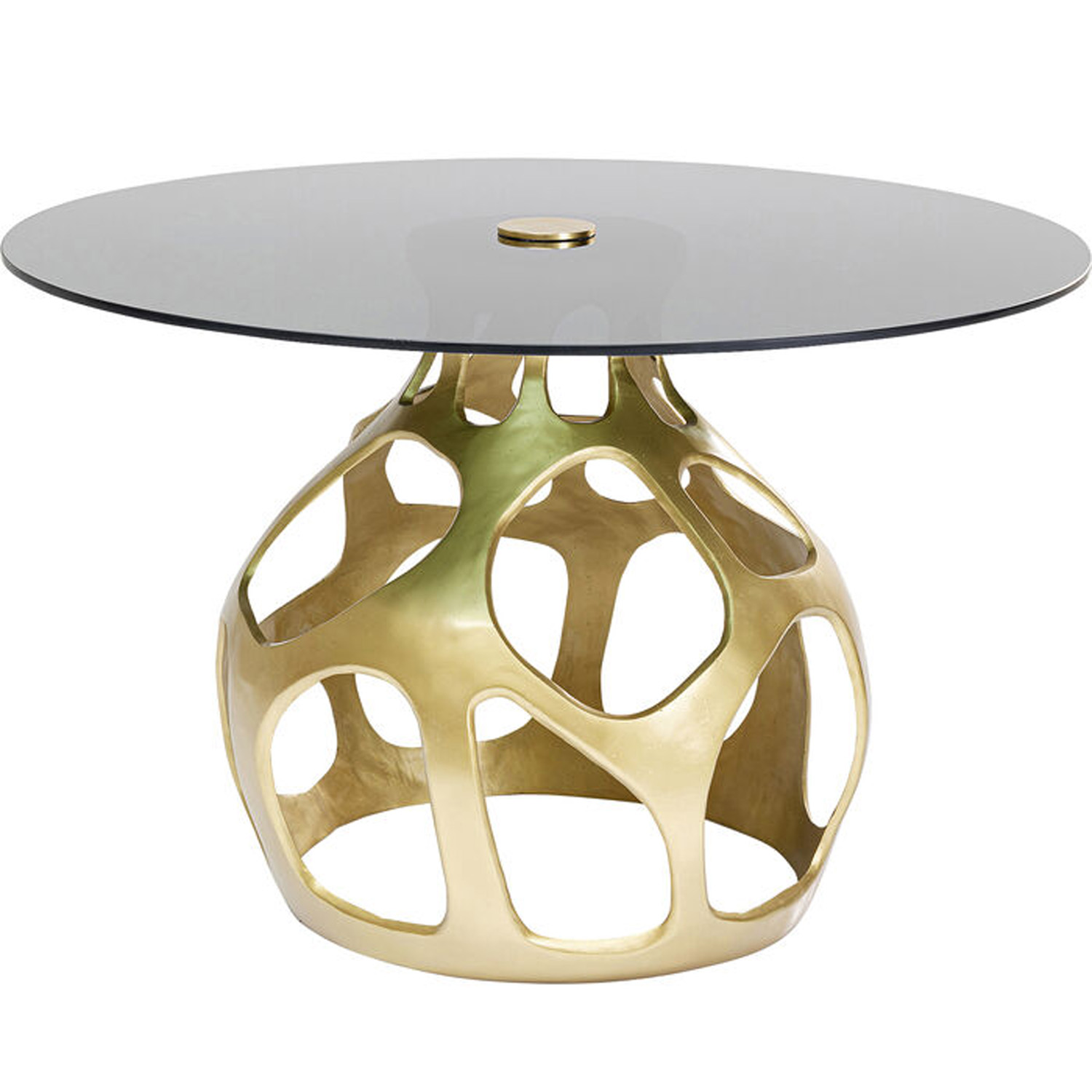 Kare Design Vulkan Guld Rundt Spisebord i Røgfarvet Glas