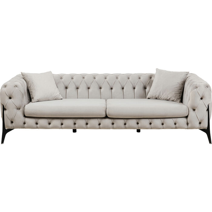 Kare Design Bellissima   Pers  Sofa  Chesterfield       Puder Beige Fløjl   Stål