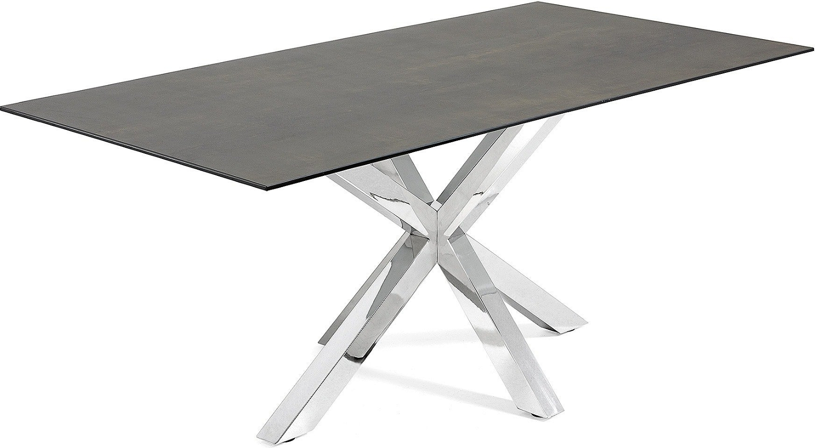 Spisebord Argo Fra Kave Home   Porcelæn   Stål  200x100    Grå Sølv