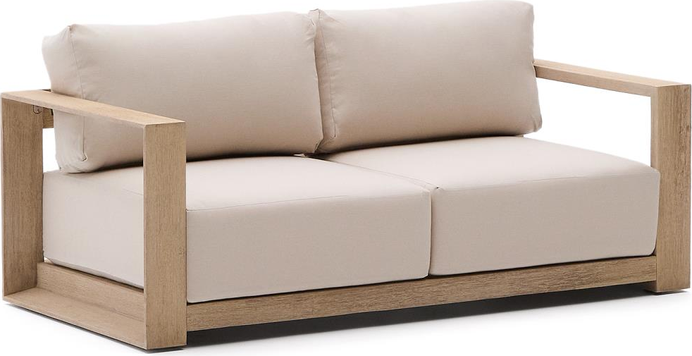 Udendørs  -personers Sofa Kave Home Ambra Rustik   Akacietræ Med Beige Polyester Hynder H77xb85xd174