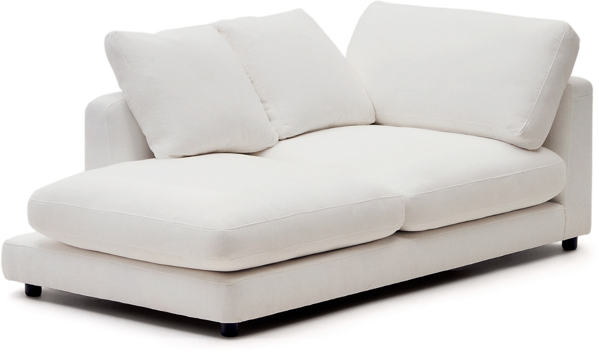 Sofamodul M2 Venstrevendt Kave Home Gala Chaiselong   Hvid Tekstureret Chenille Plet-   Antibakterielt Stof
